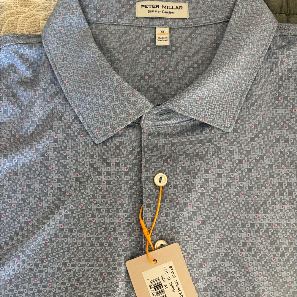 Peter Millar Light Blue Patterned Men's Shirt